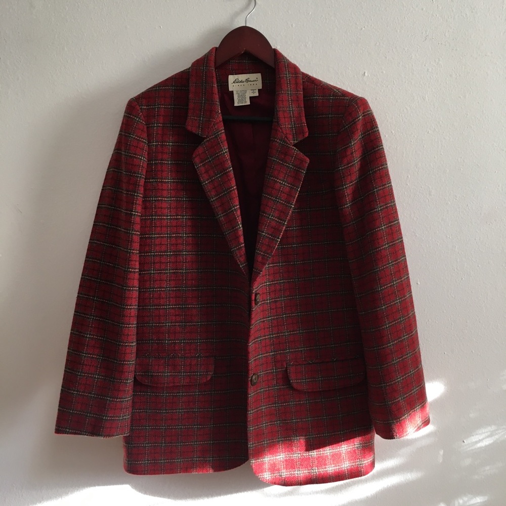 Eddie Bauer Red Plaid Blazer Jacket